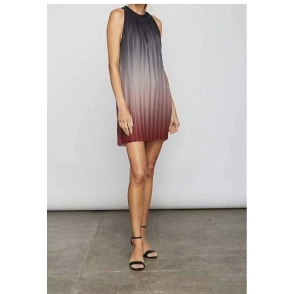 Sundays Women's Anthropologie Sleeveless Tara Dress  Black Pleat Red Ombré 1